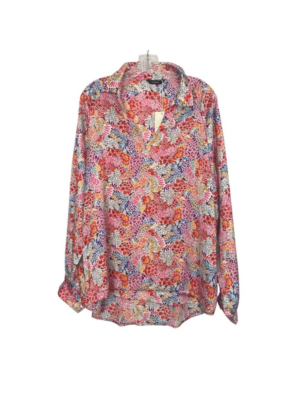 Dokotoo Floral Print Long Sleeve Blouse Lightweight Loose Fit Large New